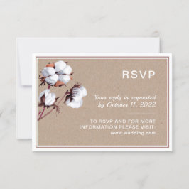 Blume aus weißer Baumwolle. Botanische Hochzeit RSVP Karte