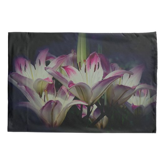 Blume aus weißer und roter Lilie Kissenbezug (Rückseite)