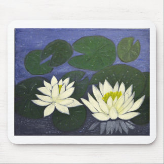 Blume aus weißer Wasserlilie, Acrylmalerei Mousepad