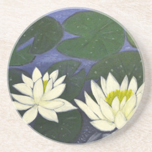 Blume aus weißer Wasserlilie, Acrylmalerei Untersetzer