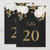 Blume aus Weißgold, schwarze Tischnummer (Vorne/Hinten)