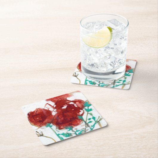 Blume Ausdruck I Rechteckiger Pappuntersetzer (Vor Ort)