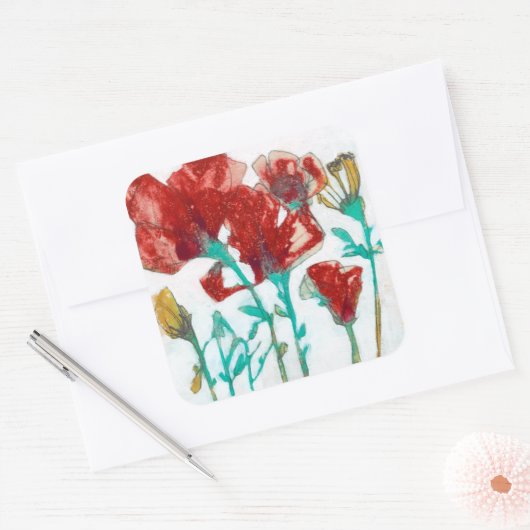 Blume Ausdruck II Quadratischer Aufkleber (Umschlag)