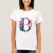 Blume B - Eleganter, blumengeschmückter T - Shirt  (Vorderseite)