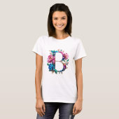 Blume B - Eleganter, blumengeschmückter T - Shirt (Vorne ganz)