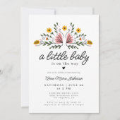 Blume Baby auf dem Weg Boho Babydusche Einladung (Vorderseite)