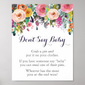 Blume Baby Dusche Say Baby Game Sign Poster (Vorne)