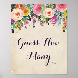 Blume Baby Dusche schätzt wie viele Spielzeichen Poster