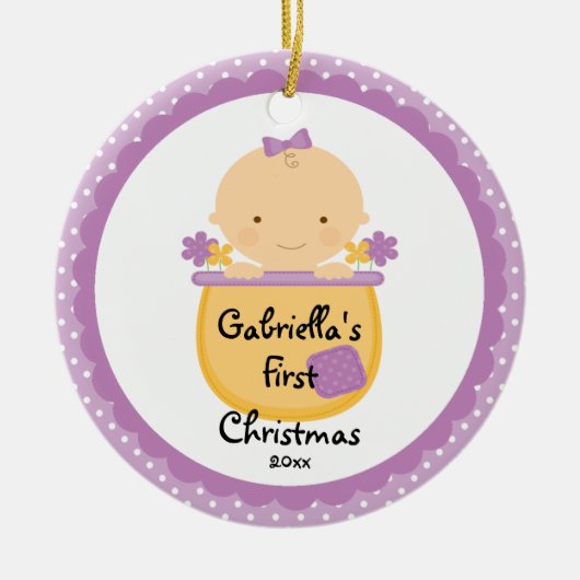 Blume Baby Girl Baby's First Christmas Ornament (Vorne)