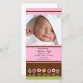 Blume Baby Girl FOTO Geburtsankündigung Ankündigung (Vorne/Hinten)