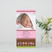 Blume Baby Girl FOTO Geburtsankündigung Ankündigung (Stehend Vorderseite)