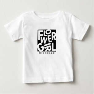 Blume Baby Girl in schwarzer Typografie, Hochzeit T-shirt