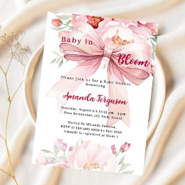 Blume Baby in blütenrosa Bugmädchen Kinderdusche Einladung