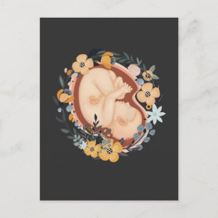 Blume Baby Schwangere Mutter Hebamme Postkarte