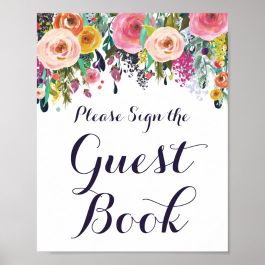 Blume Baby Shower Unterzeichnen des Gästebuch (Vorne)