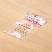 Blume Babyblüte pinkfarbene Bugglätte Kinderdusche Acryleinladungen (Ablage )