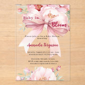 Blume Babyblüte pinkfarbene Bugglätte Kinderdusche Acryleinladungen (Vorderseite)