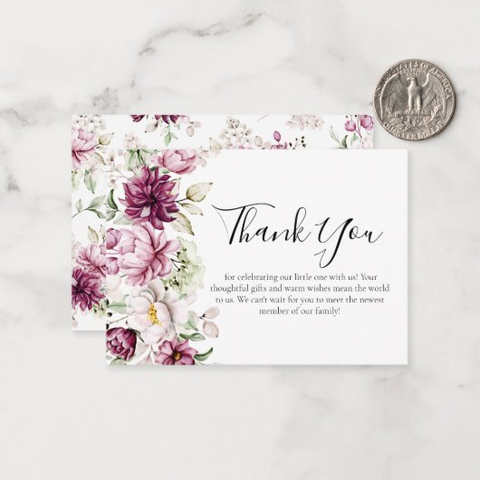 Blume Babydusche Danke Karte (Vorderseite/Rückseite Beispiel)