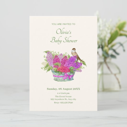 Blume Babydusche Einladung (Stehend Vorderseite)
