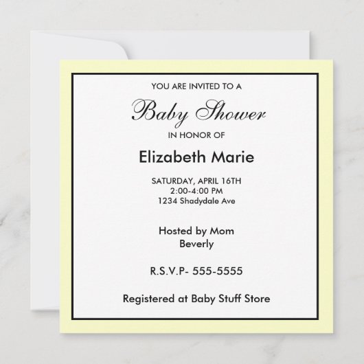 Blume Babydusche Einladung (Rückseite)