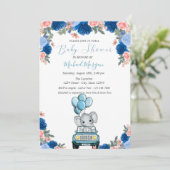 Blume, Babydusche für Elefanten Einladung (Stehend Vorderseite)