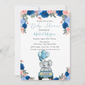 Blume, Babydusche für Elefanten Einladung (Vorderseite)