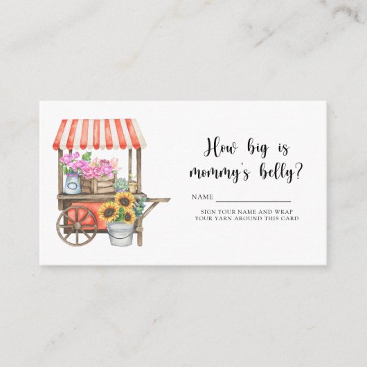 Blume Babydusche - Wie groß ist der Bauch der Mama Begleitkarte (Vorderseite)