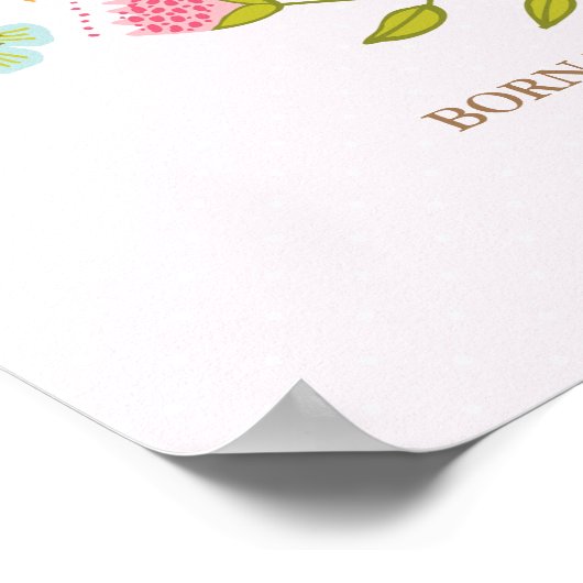 Blume Babygeburtstext Poster (Ecke)