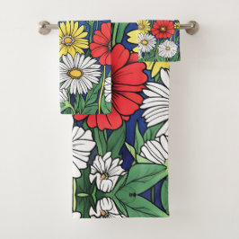 Blume Badhandtuch Set