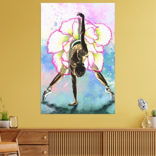 Blume Ballerina Balletttänzerin Canvas Print Leinwanddruck (Insitu (Wohnzimmer))