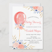 Blume Ballon Babydusche Einladung (Vorderseite)