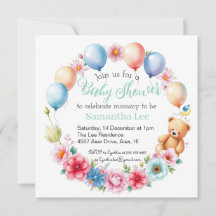 Blume, Ballons, Teddybär, Babydusche