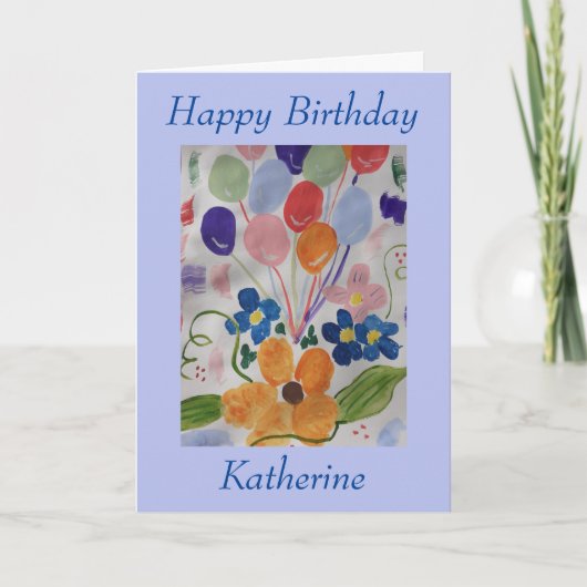 Blume & Balloons Geburtstag Karte (Vorderseite)