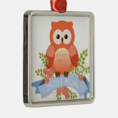 Blume-Banner der besten Eule Silbernes Ornament (Rechts)