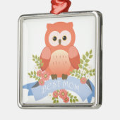 Blume-Banner der besten Eule Silbernes Ornament (Links)