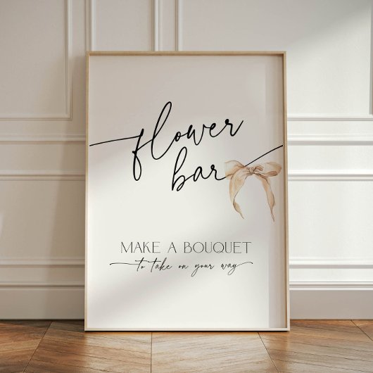 Blume Bar Beige Bow Brautparty Knüpfen an den Knot Sockelschild