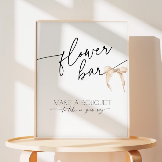 Blume Bar Beige Bow Brautparty Knüpfen an den Knot Sockelschild