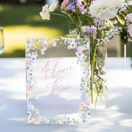 Blume Bar Blumenrosa Brautparty Acrylschild