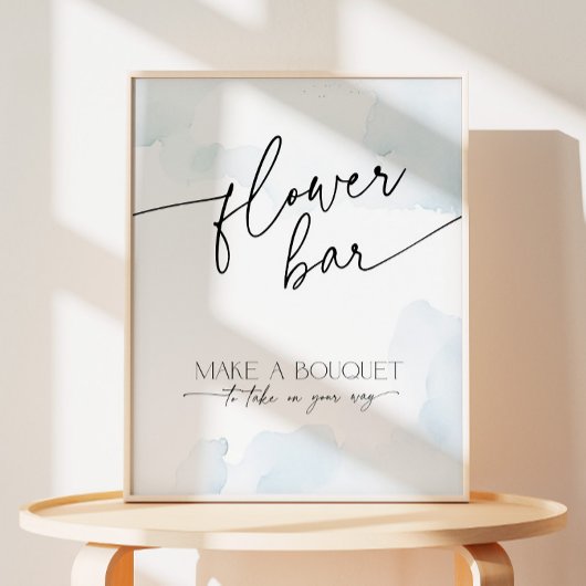 Blume Bar Brautparty auf Cloud Nine Dusty Blue Sockelschild