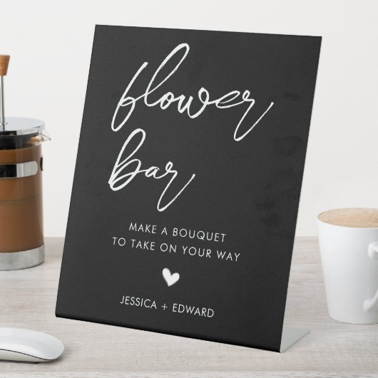 Blume Bar Minimalistisch Schwarz-weiß Modernes Ele Sockelschild (In Situ)