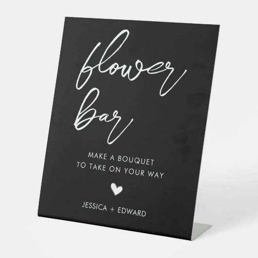 Blume Bar Minimalistisch Schwarz-weiß Modernes Ele Sockelschild (Vorderseite)