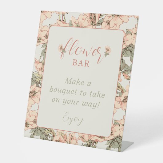 Blume Bar Pink Roses Baby Dusche Gefallen Sockelschild (Vorderseite)