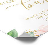 Blume Bar, Rosa und Gold Brautparty Poster (Ecke)