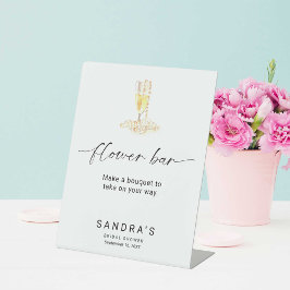 Blume Bar Sign Pearls und Prosecco Brautparty Sockelschild