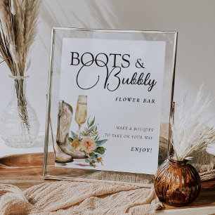 Blume Bar Signatur Stiefel und Bubbly Brautparty Poster