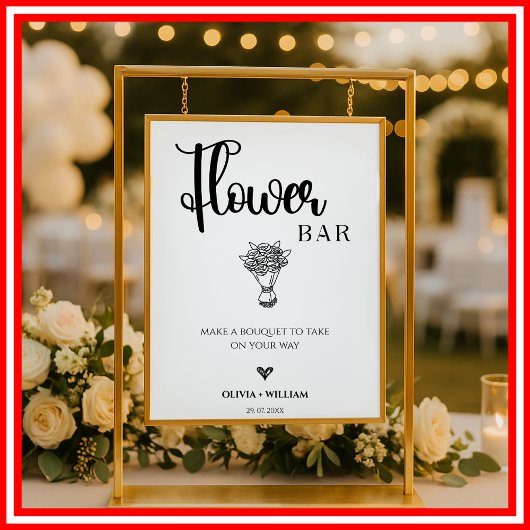 Blume Bar Wedding Bar Script-Zeichen Poster