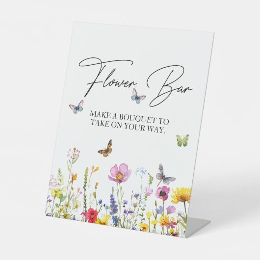 Blume Bar Wildblumen Schmetterlinge Brautparty Sockelschild (Vorderseite)