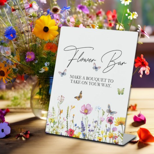 Blume Bar Wildblumen Schmetterlinge Brautparty Sockelschild