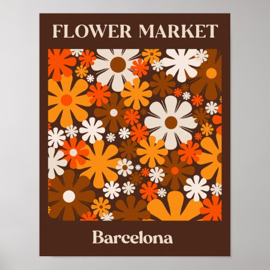 Blume Barcelona Retro 60er 70er Floral Poster (Vorne)