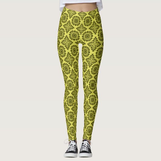 Blume barocke Gelb 21102020 Leggings (Vorderseite)
